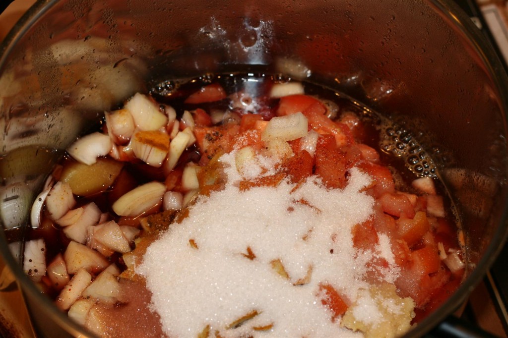 chutney ingredients in the pan