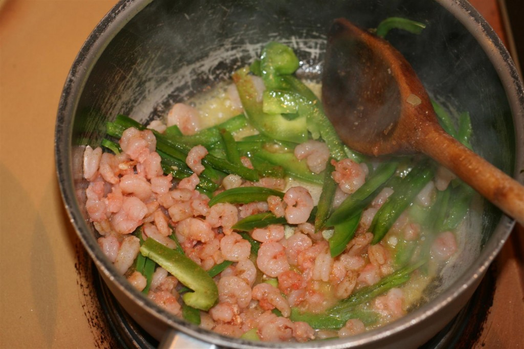 Prawns and Pepper cooking together