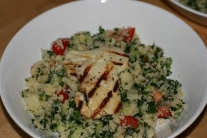 Green Tabbouleh with Fried Halloumi