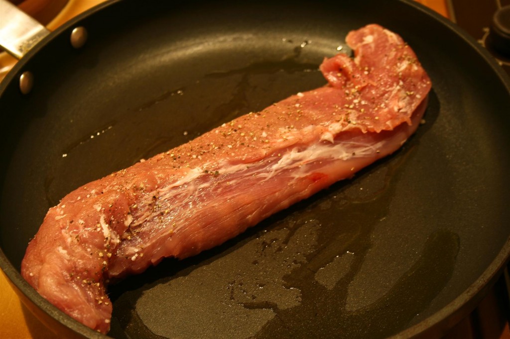 Frying the pork tenderloin