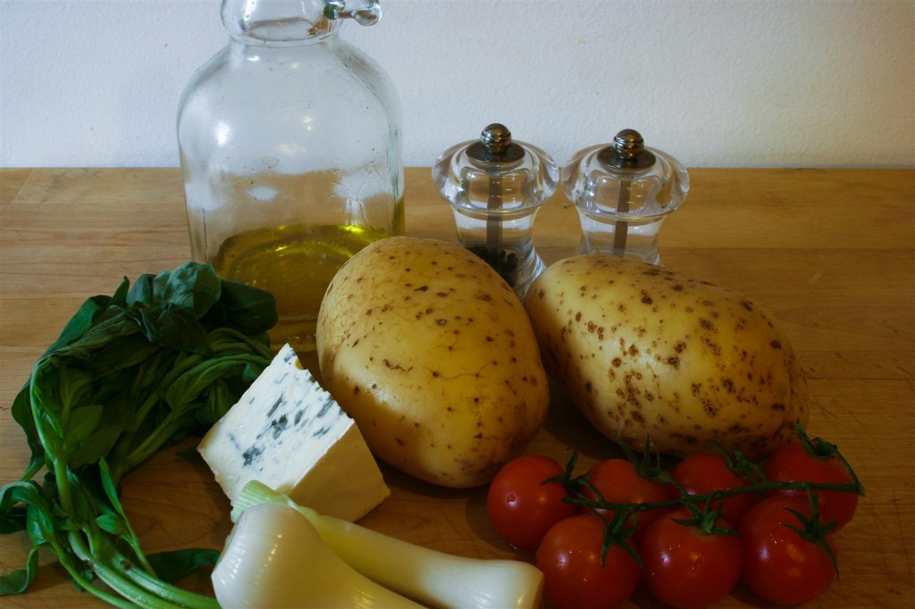 Basil and Blue Cheese Stuffed Jacket Potatoes ingredients