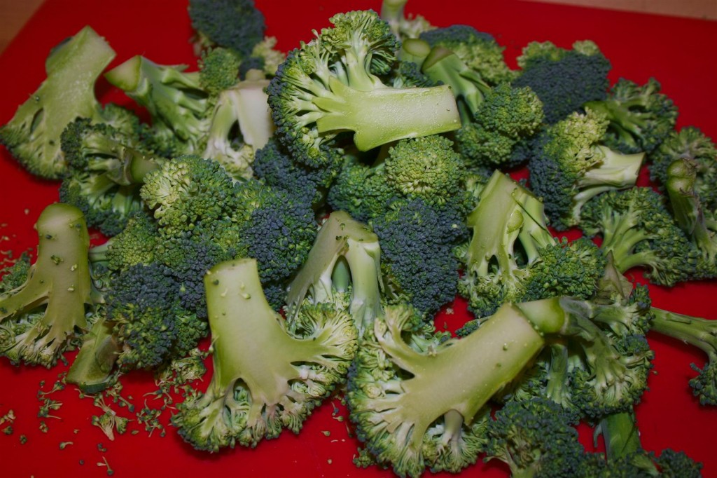 Chopping up the broccoli