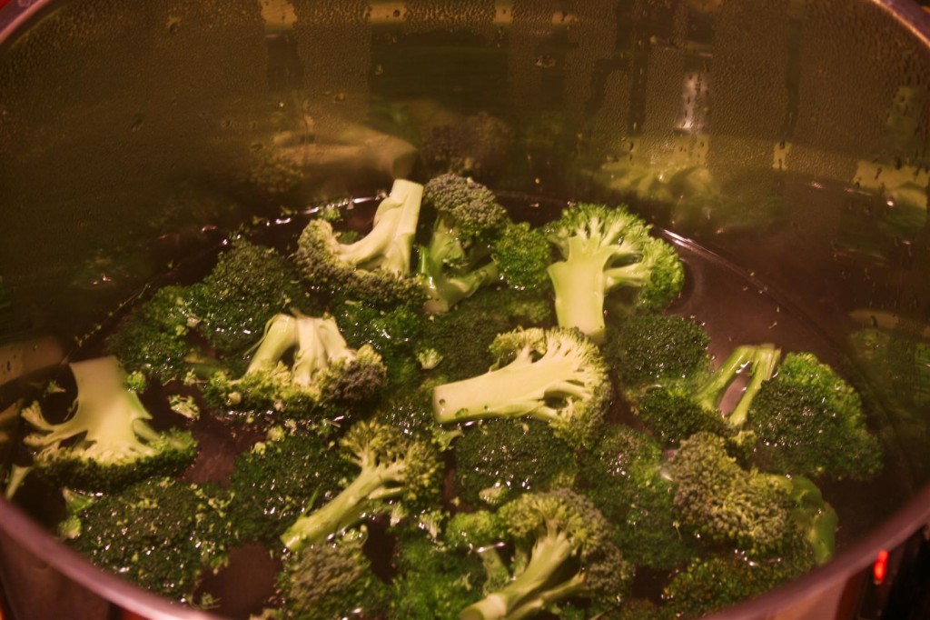 Blanching the broccoli