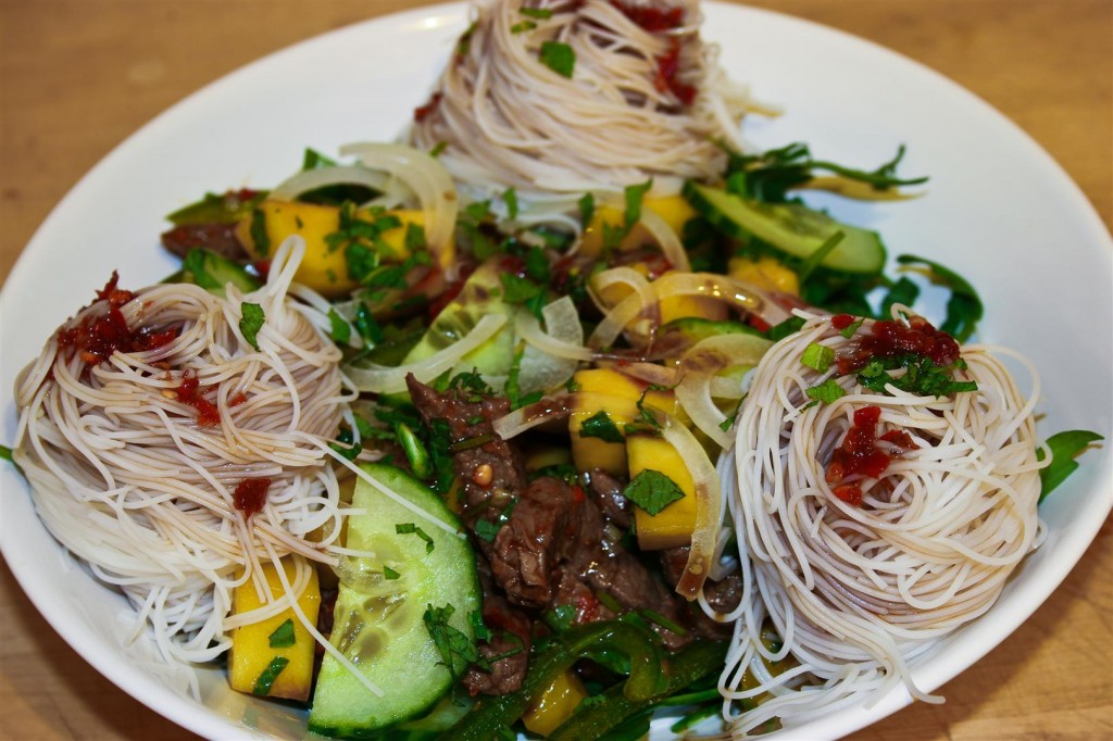 Mango and Beef Salad With Rice Noodles