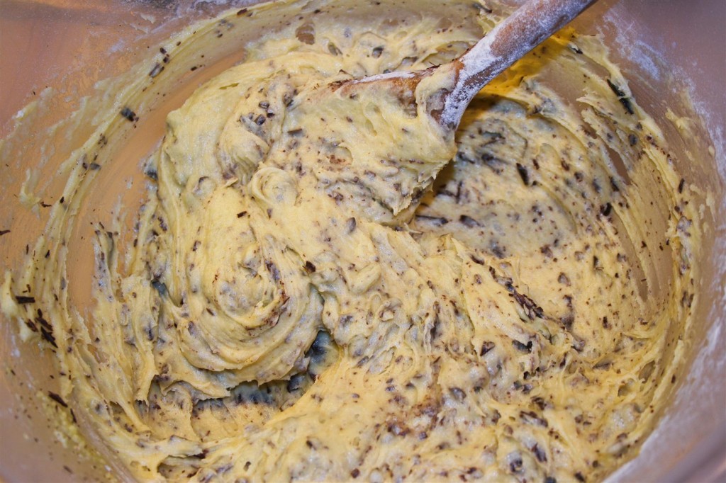 Mixing the chocolate with the cake mix