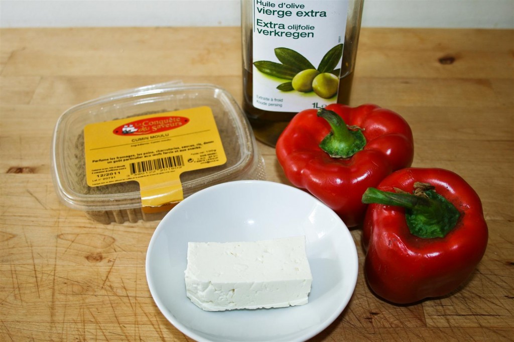 Grilled Red Pepper and Feta Dip ingredients