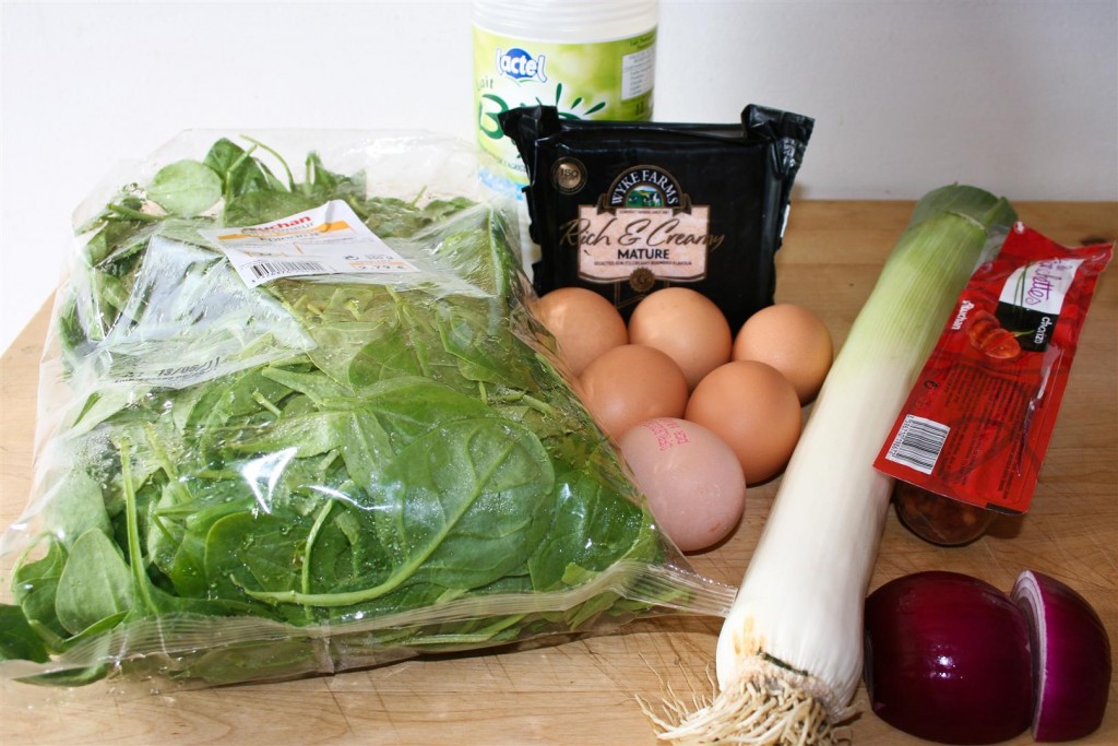 Spinach and Chorizo Frittata ingredients