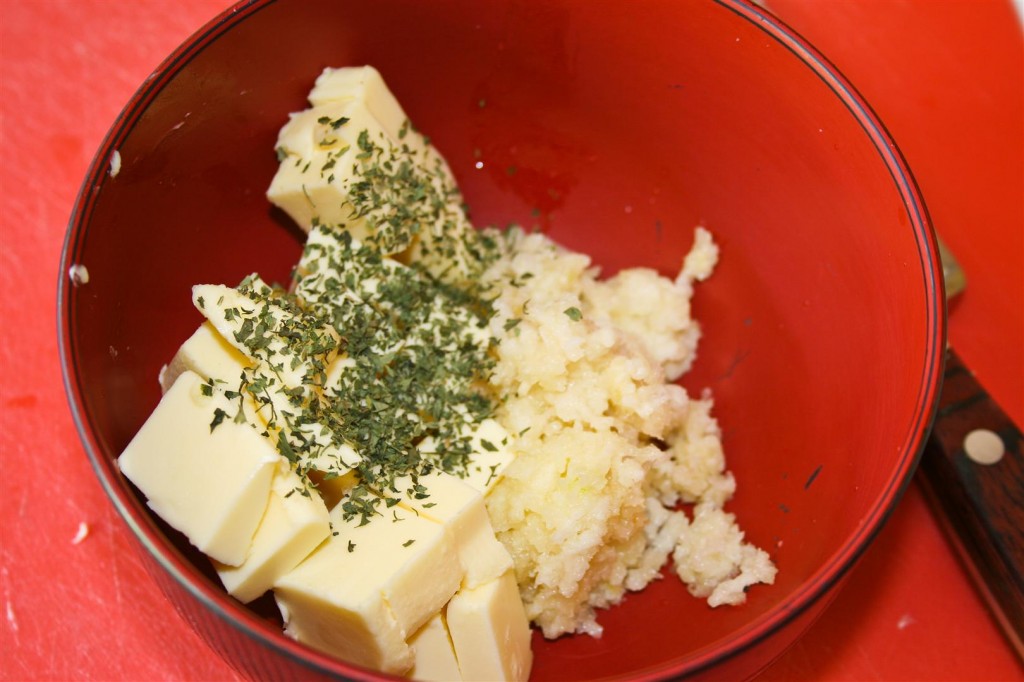 Making the garlic butter