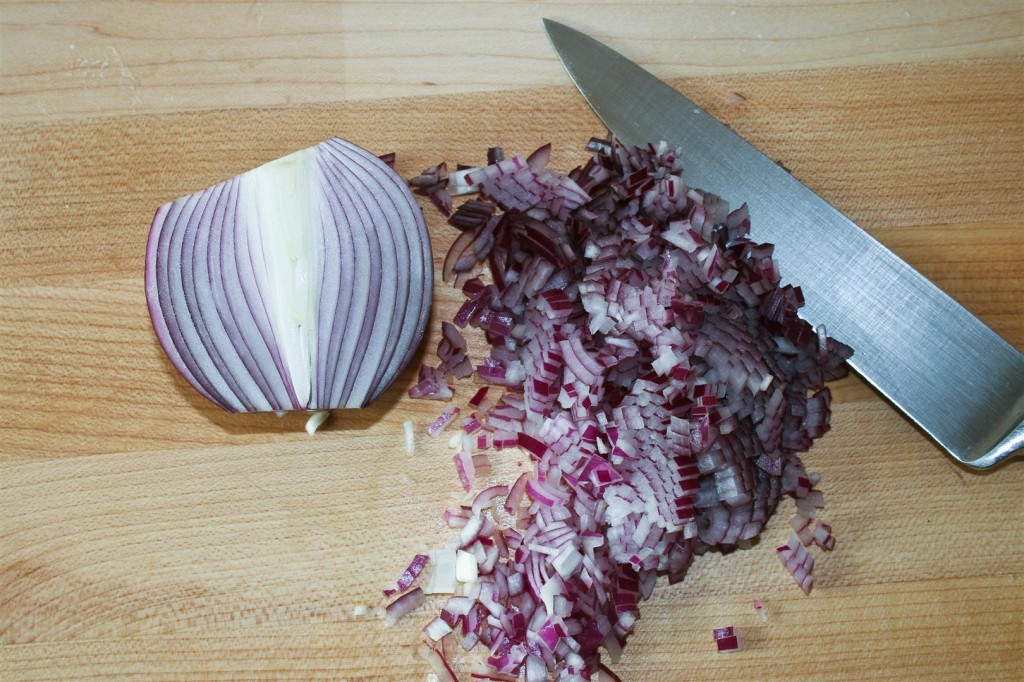 Chopping the onion