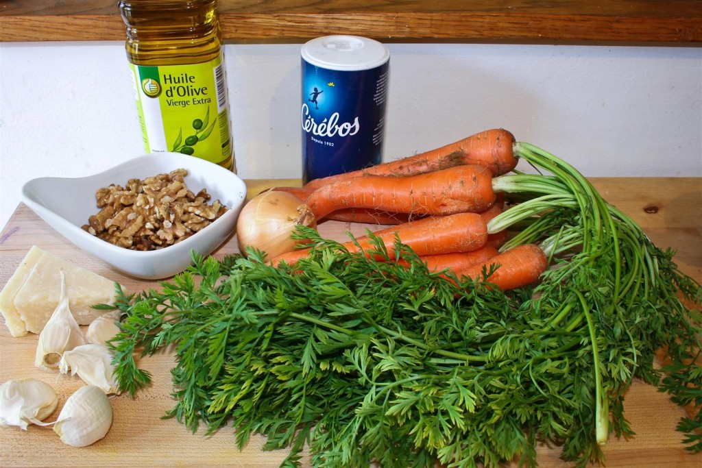 Carrot Top Pesto ingredients