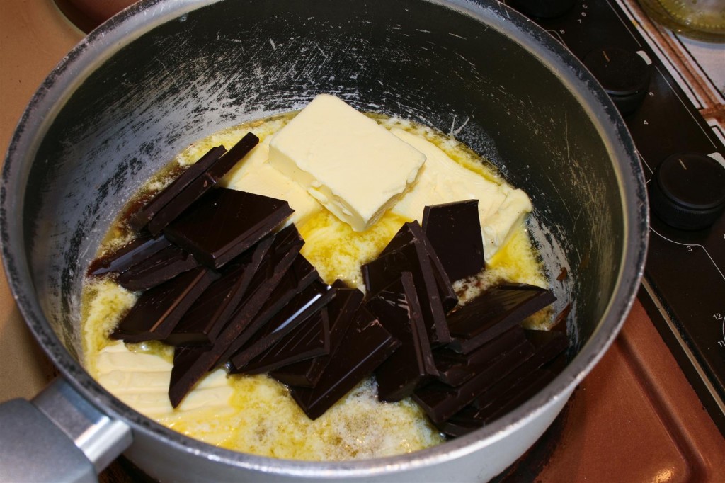 Melting the butter with the chocolate