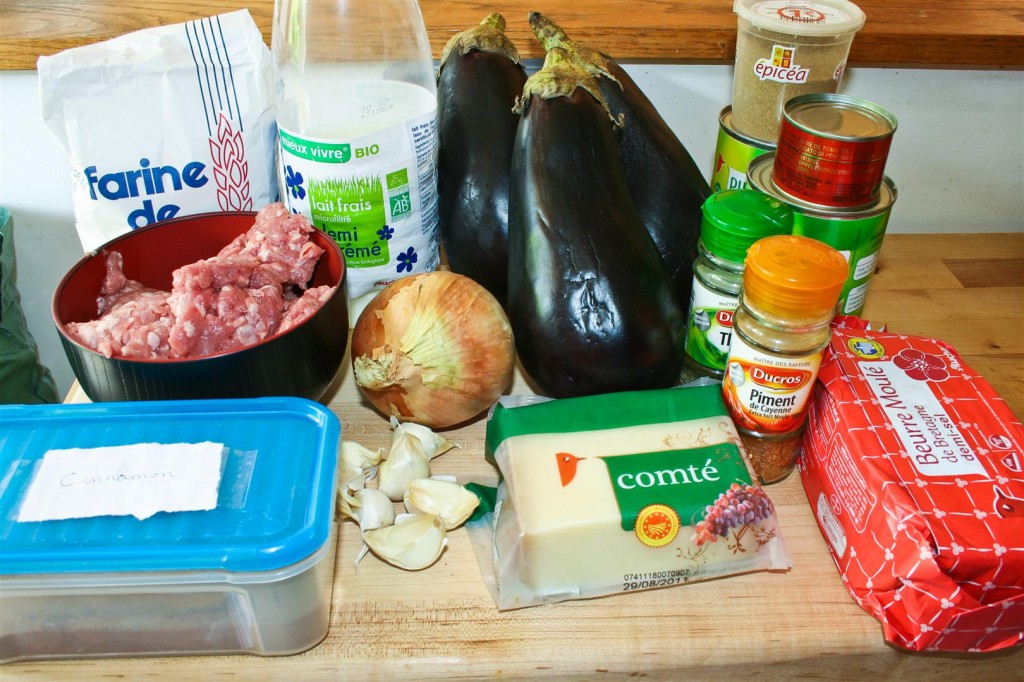 Moussaka ingredients