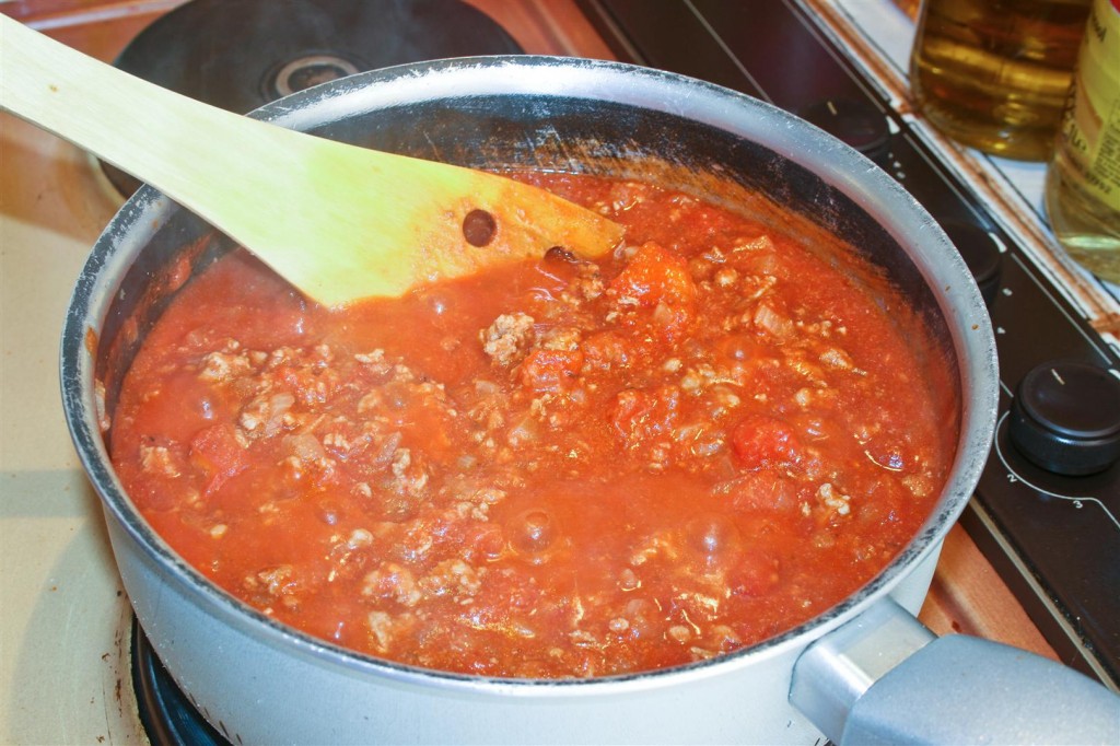 Making the meat sauce