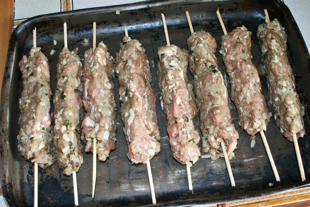 Grilling the kebabs