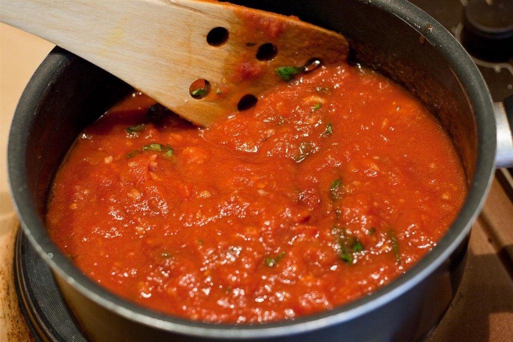 Reducing the tomato sauce